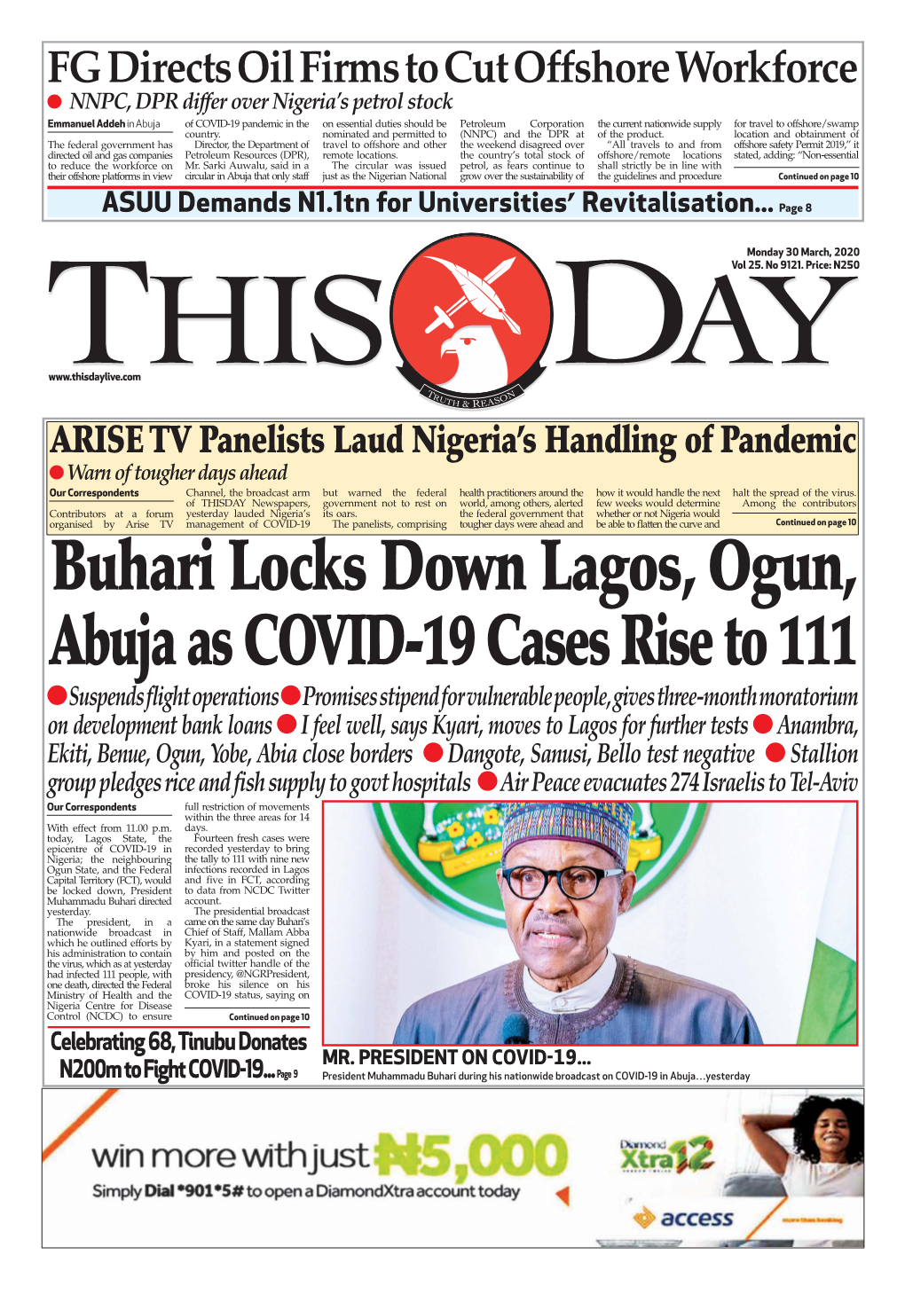 Buhari Locks Down Lagos, Ogun, Abuja As COVID-19 Cases Rise To