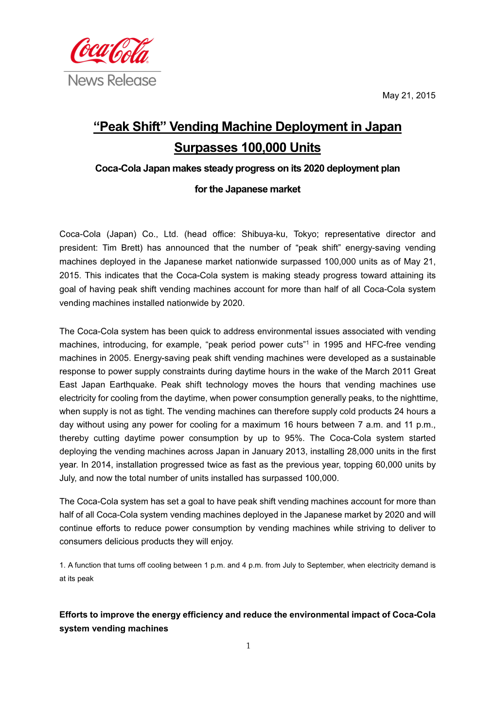 Vending Machine Deployment in Japan Surpasses 100000 Units