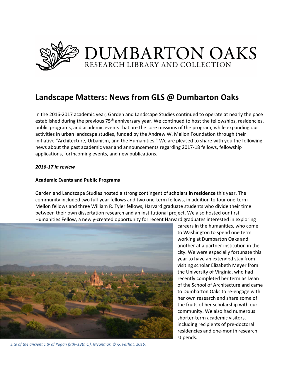 Landscape Matters: News from GLS @ Dumbarton Oaks