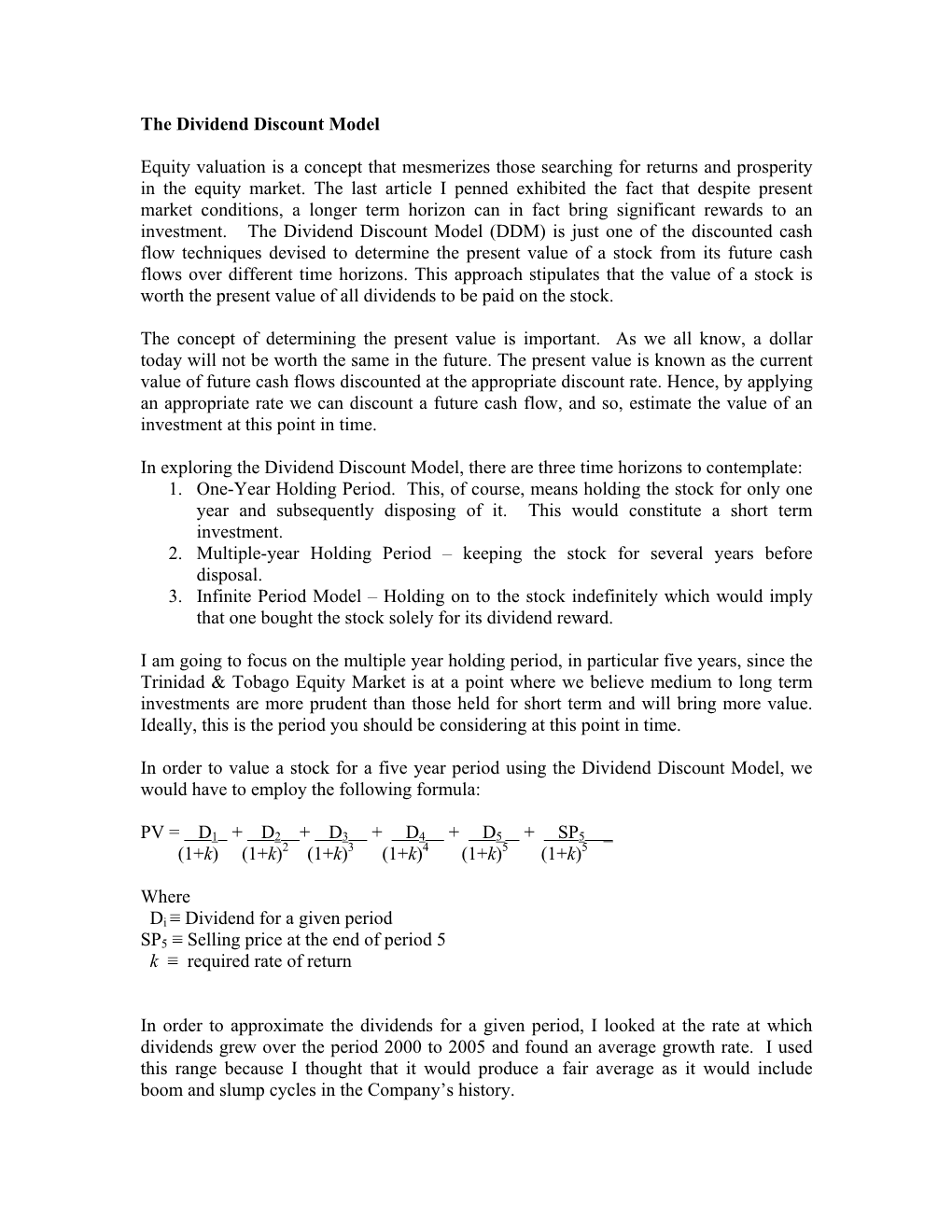 Dividend Discount Model