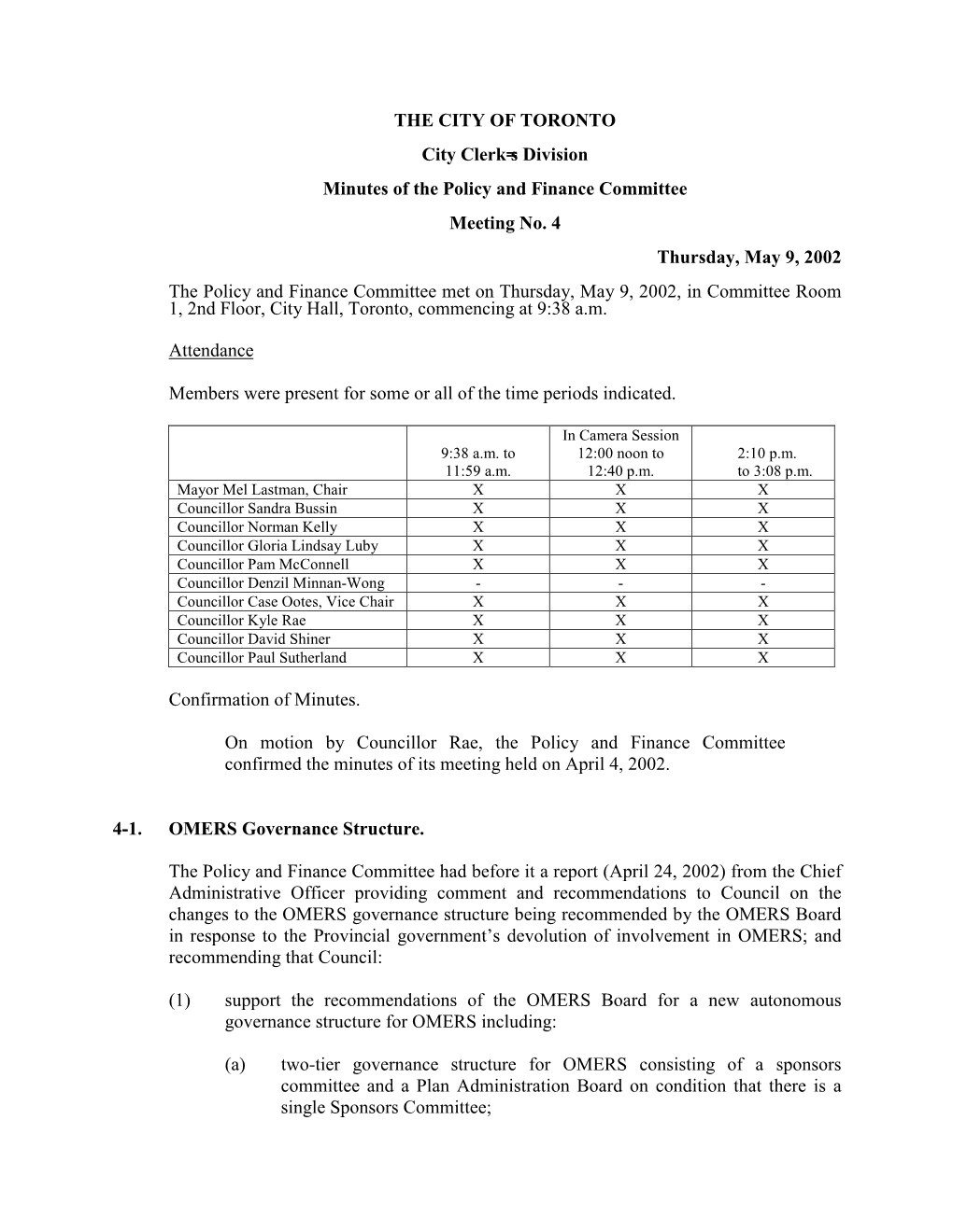 Minutes of the Policy and Finance Committee Meeting No