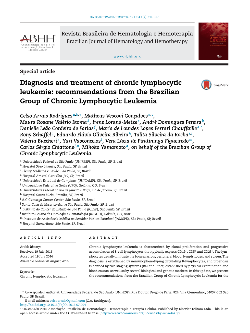 Diagnosis and Treatment of Chronic Lymphocytic Leukemia