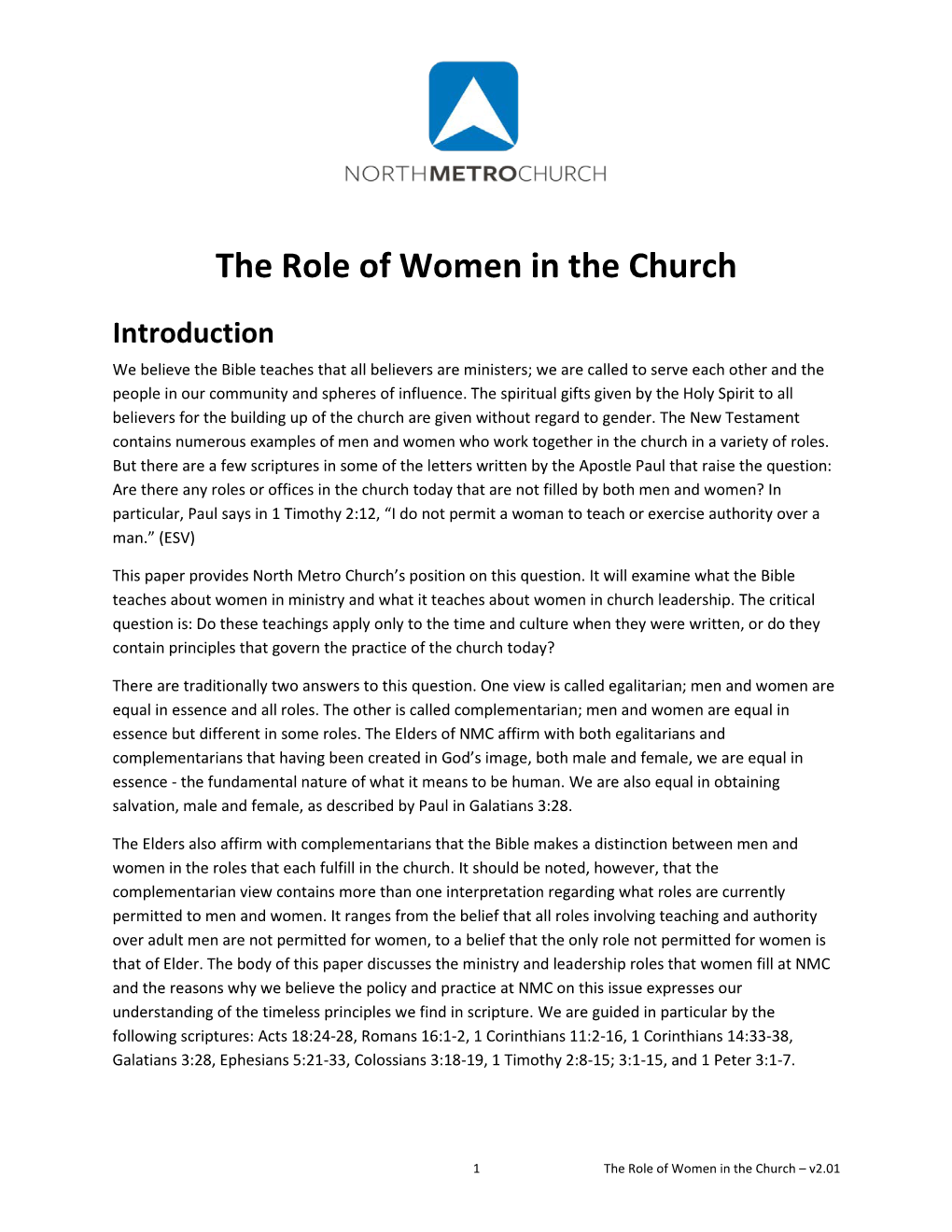 The Role of Women in the Church