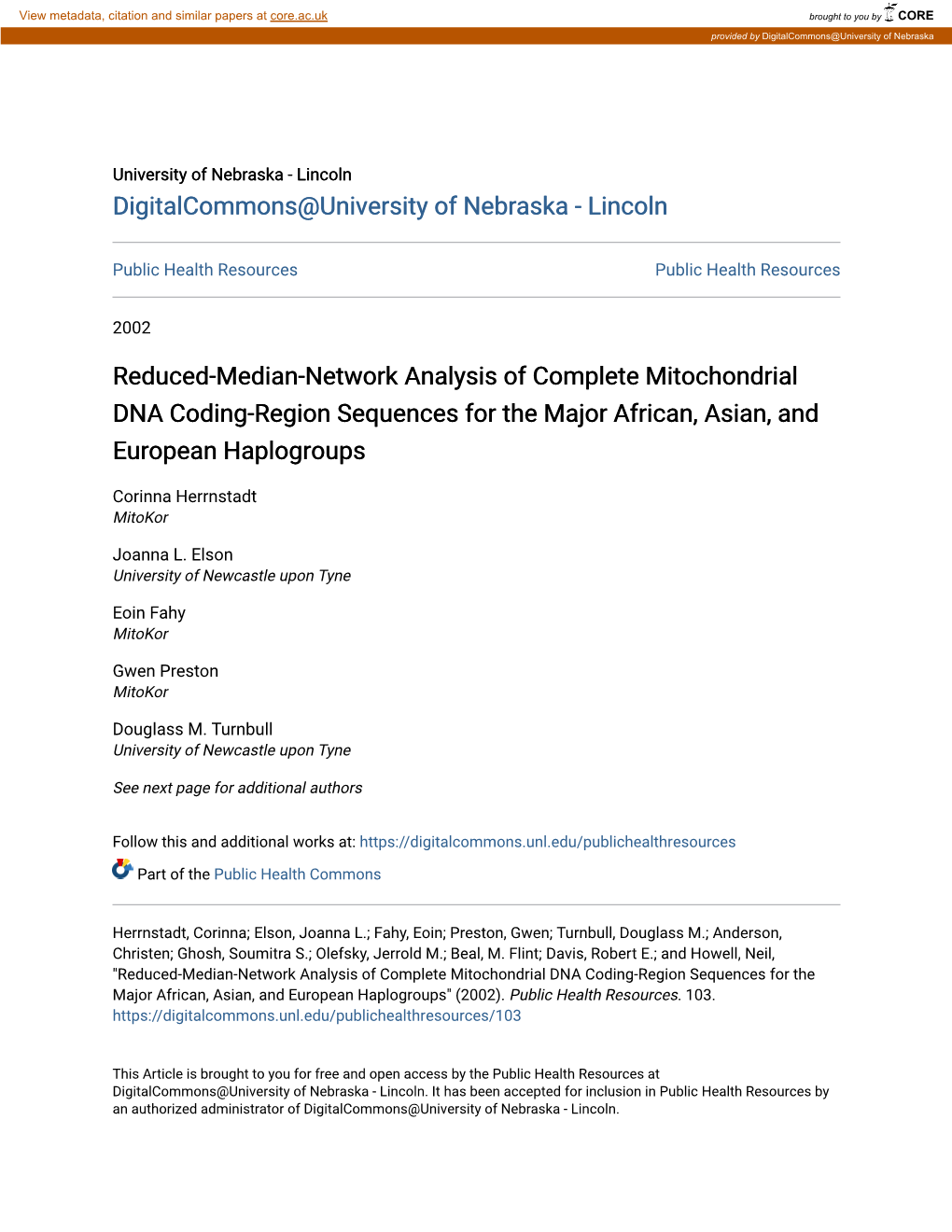 Reduced-Median-Network Analysis of Complete Mitochondrial DNA Coding-Region Sequences for the Major African, Asian, and European Haplogroups