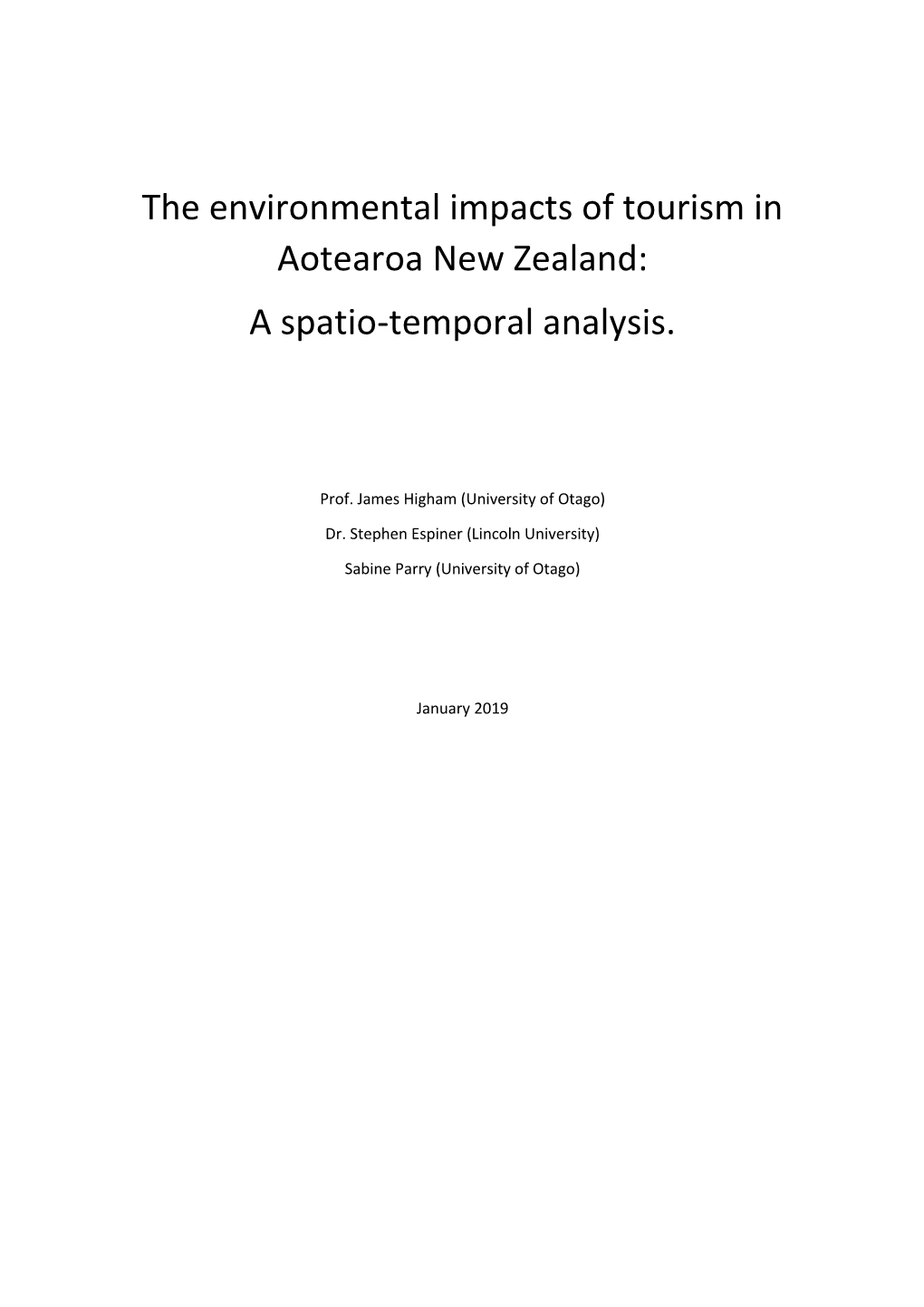 The Environmental Impacts of Tourism in Aotearoa New Zealand: a Spatio-Temporal Analysis