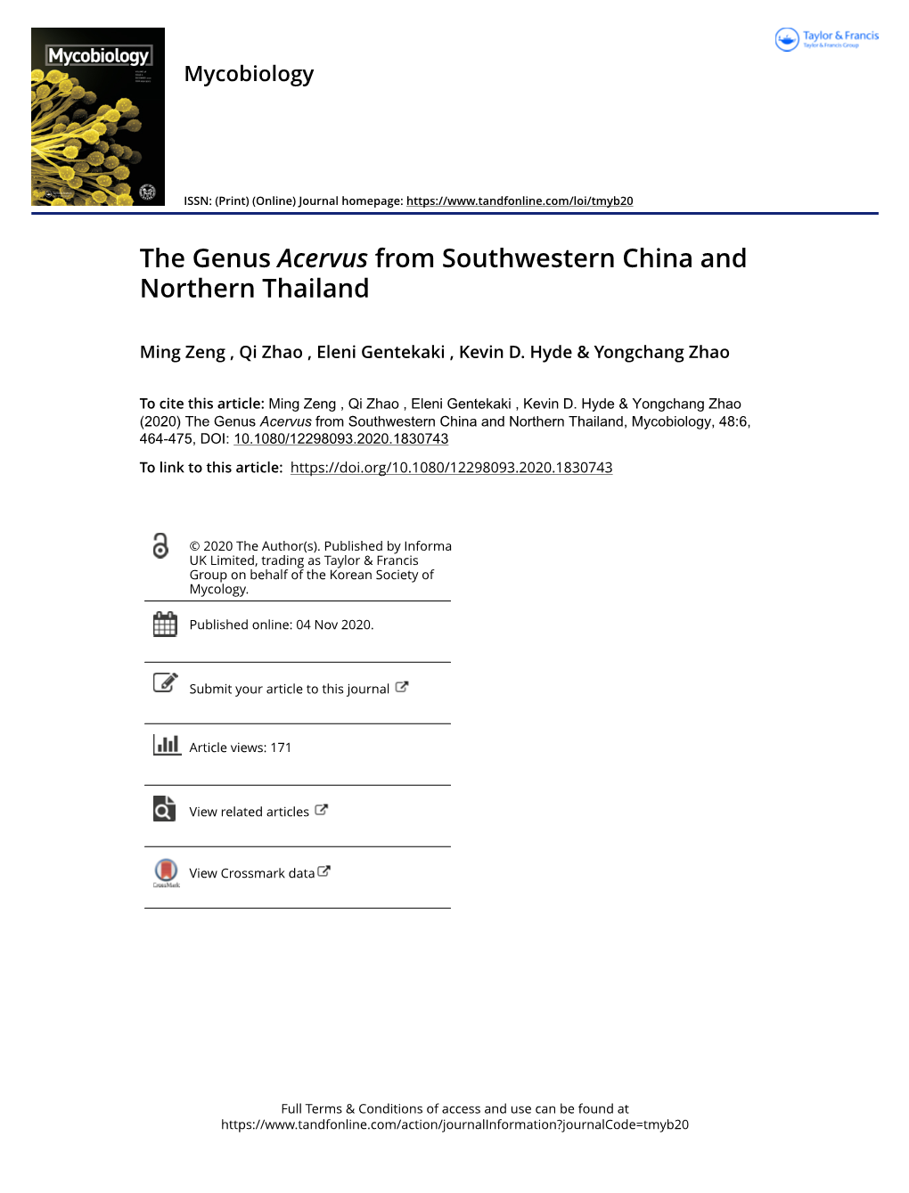 The Genus Acervus from Southwestern China and Northern Thailand
