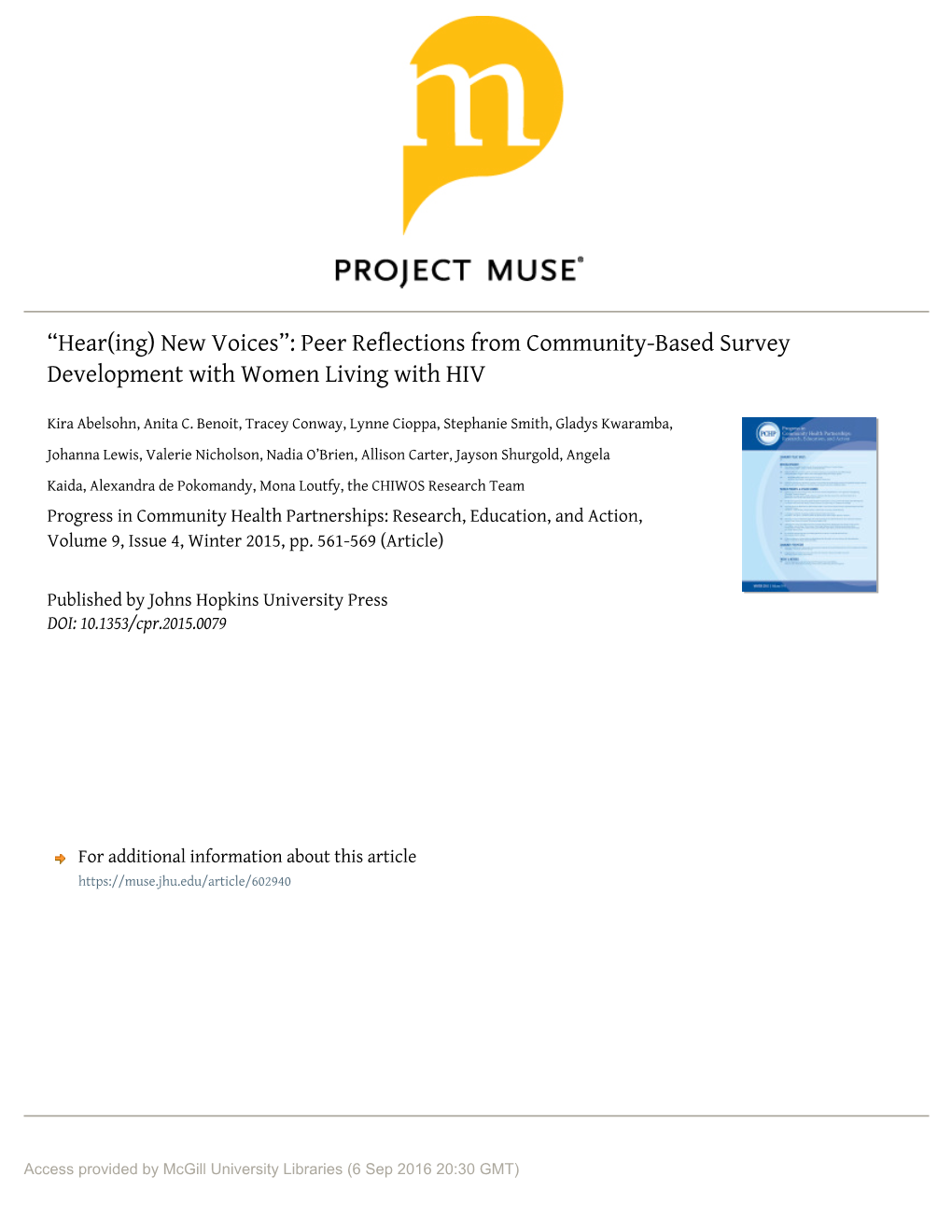Peer Reflections from Community-Based Survey Development with Women Living with HIV