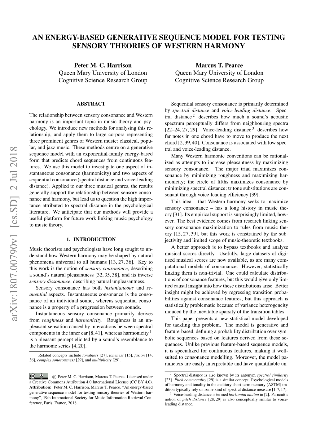 An Energy-Based Generative Sequence Model for Testing Sensory Theories of Western Harmony