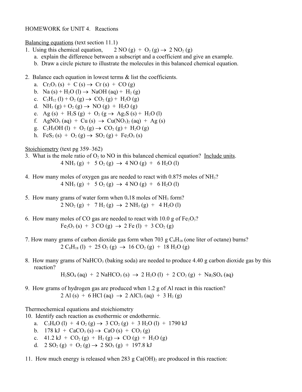 HOMEWORK for UNIT 4