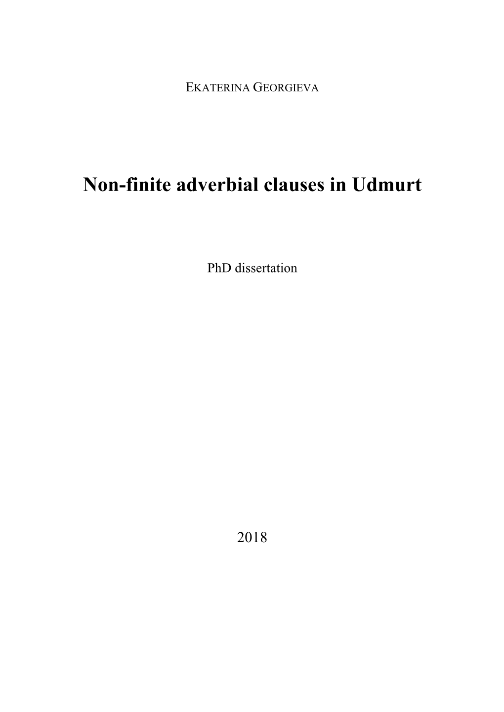 Non-Finite Adverbial Clauses in Udmurt