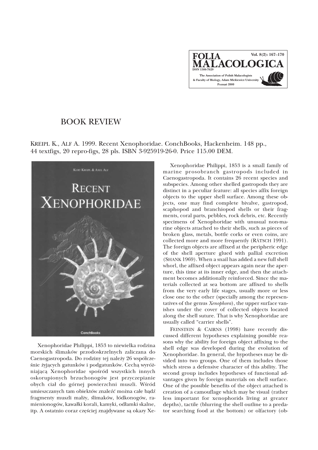 Folia Malacoligica Zeszyt 8-2