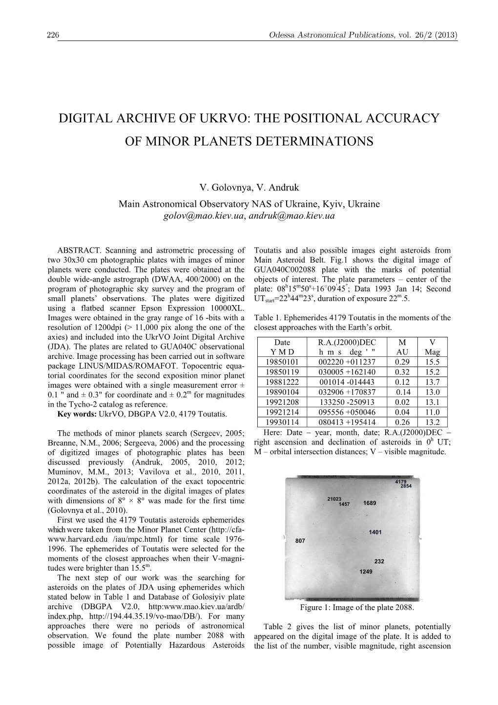 The Positional Accuracy of Minor Planets Determinations