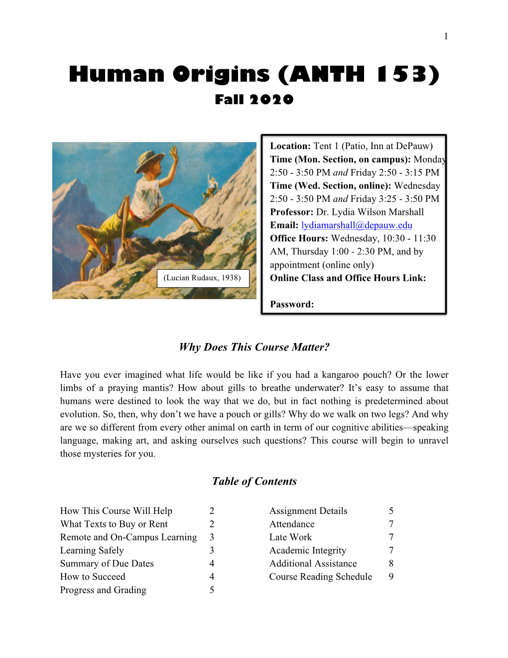 Human Origins (ANTH 153) Fall 2020