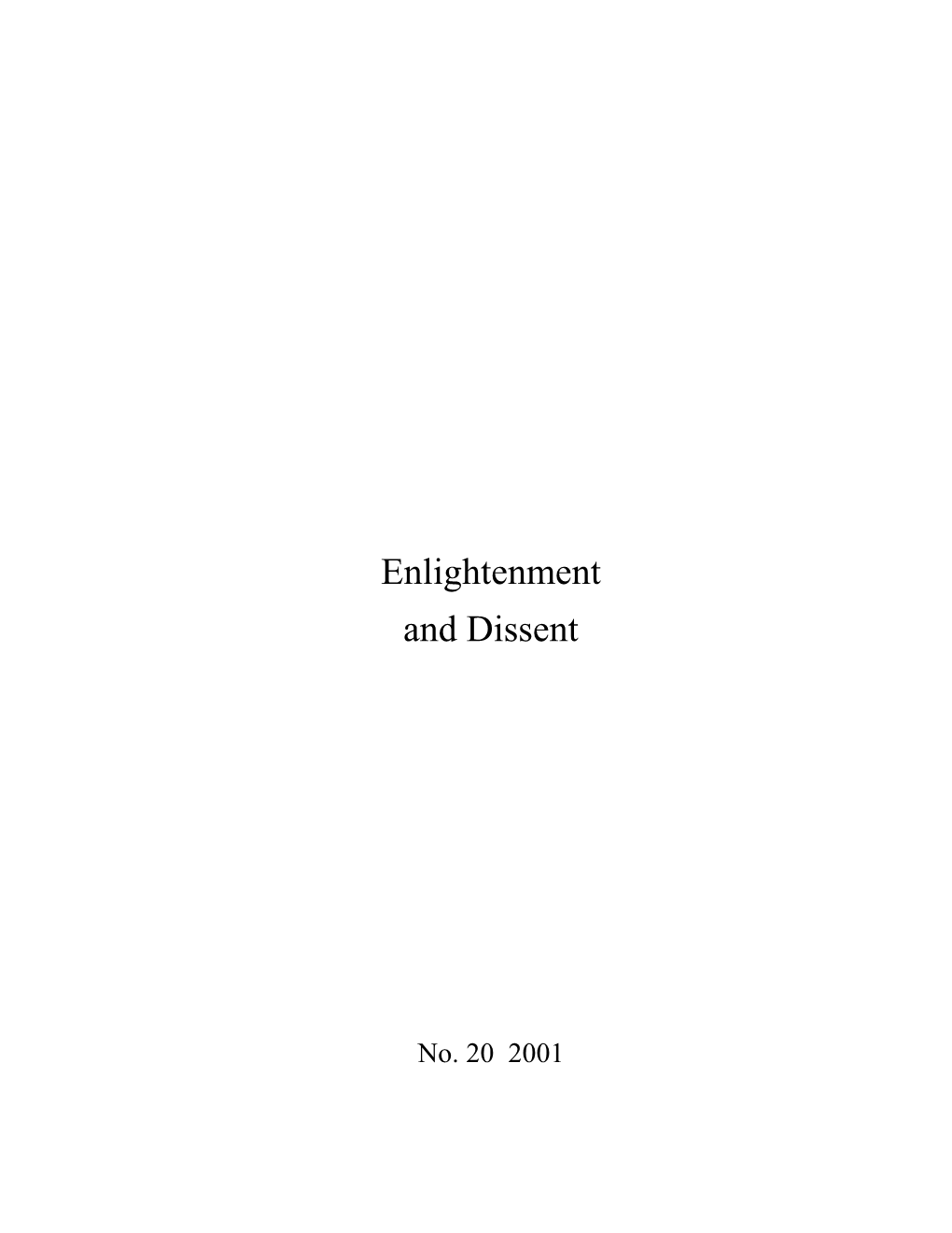 Enlightenment and Dissent