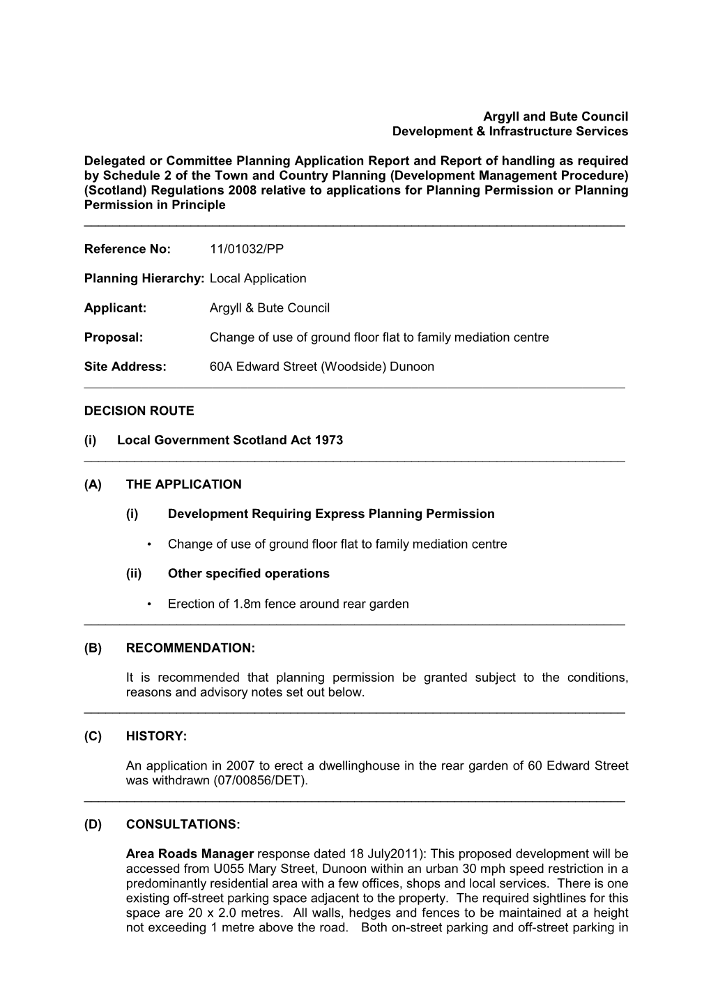 Application for Change of Use of Ground Floor Flat to Family Mediation