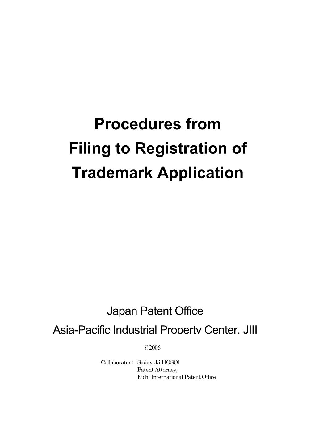 Procedures from Filing to Registration of Trademark Application