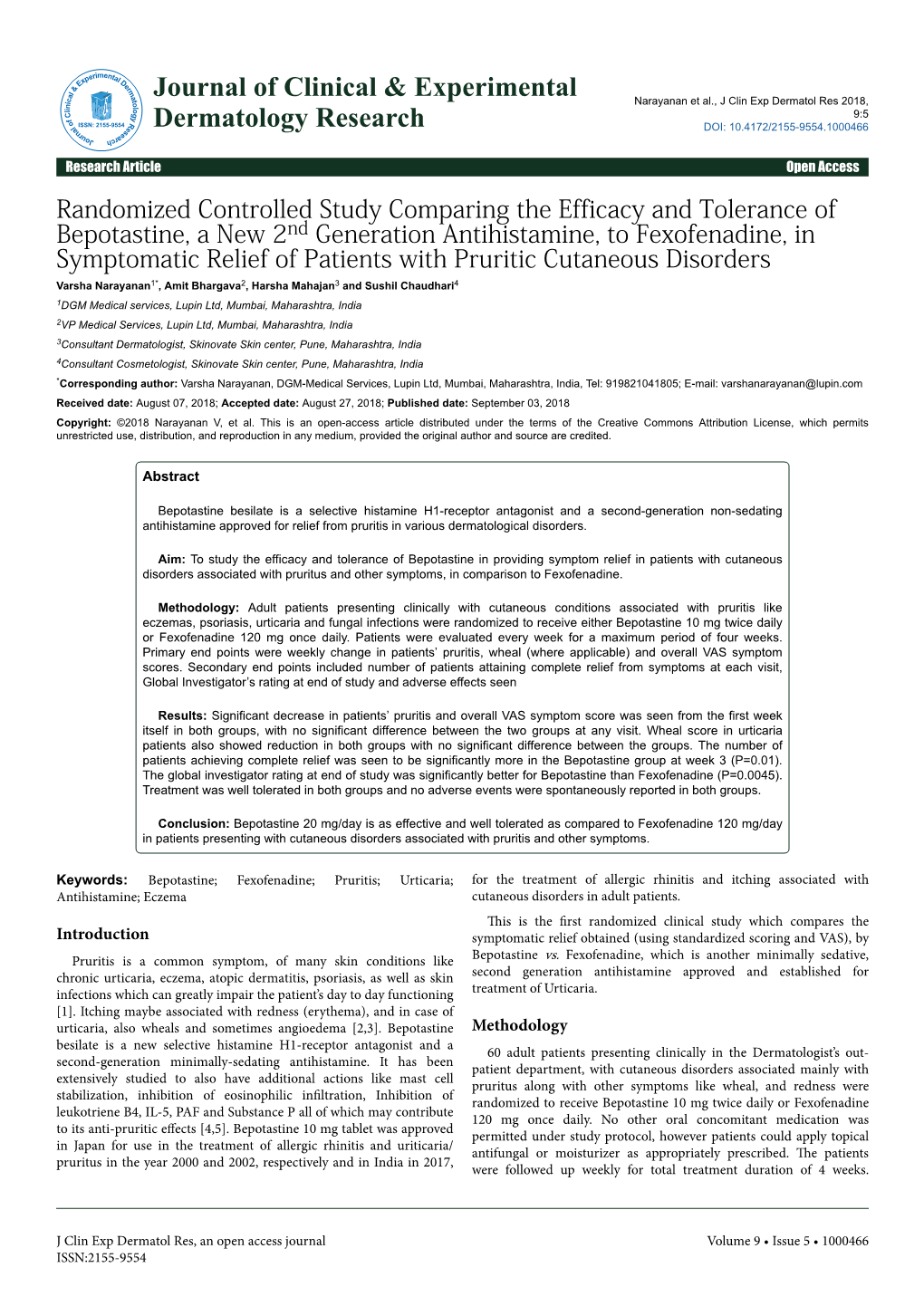 Randomized Controlled Study Comparing the Efficacy And