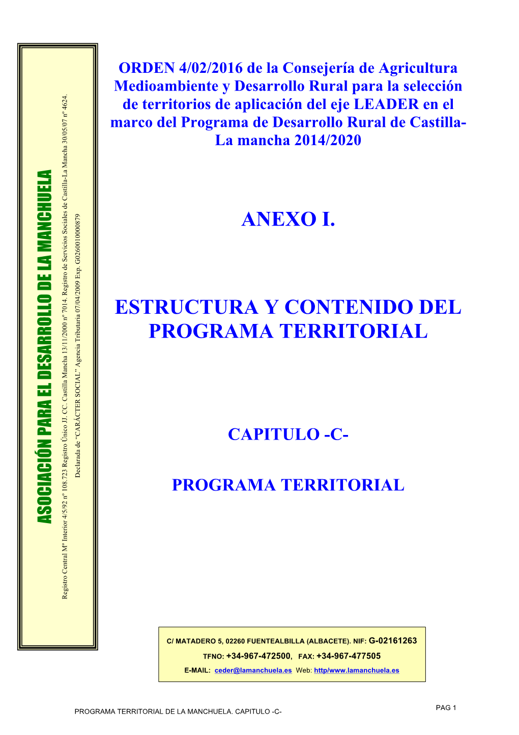 Anexo I. Estructura Y Contenido Del Programa Territorial