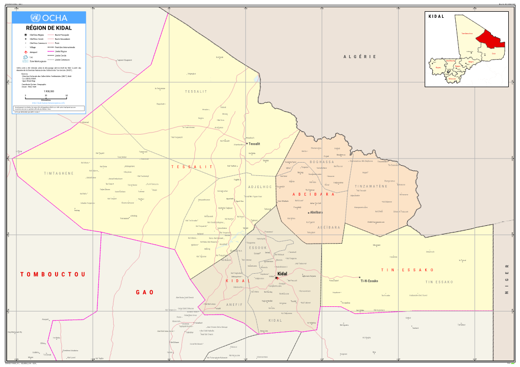 RÉGION DE KIDAL - MALI Map No: MLIADM22308