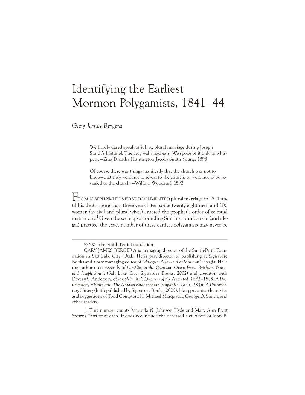 Identifying the Ear Liest Mor Mon Po Lyg a Mists, 1841–44