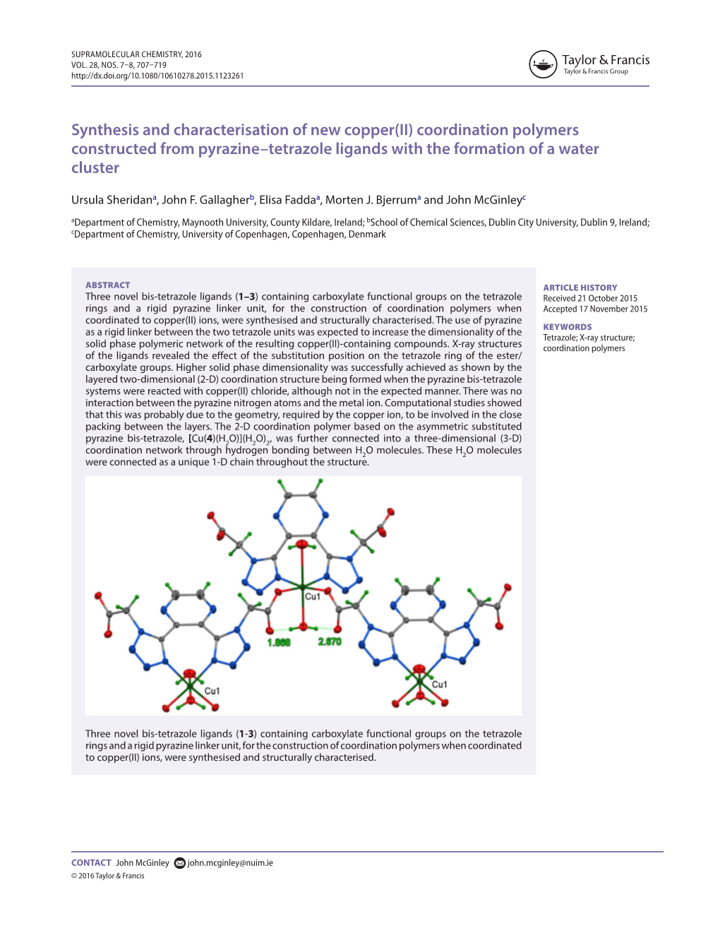 Coordination Polymers Constructed from Pyrazine–Tetrazole Ligands with the Formation of a Water Cluster