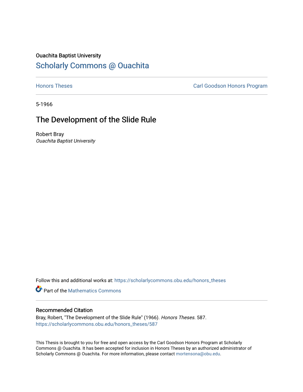 The Development of the Slide Rule