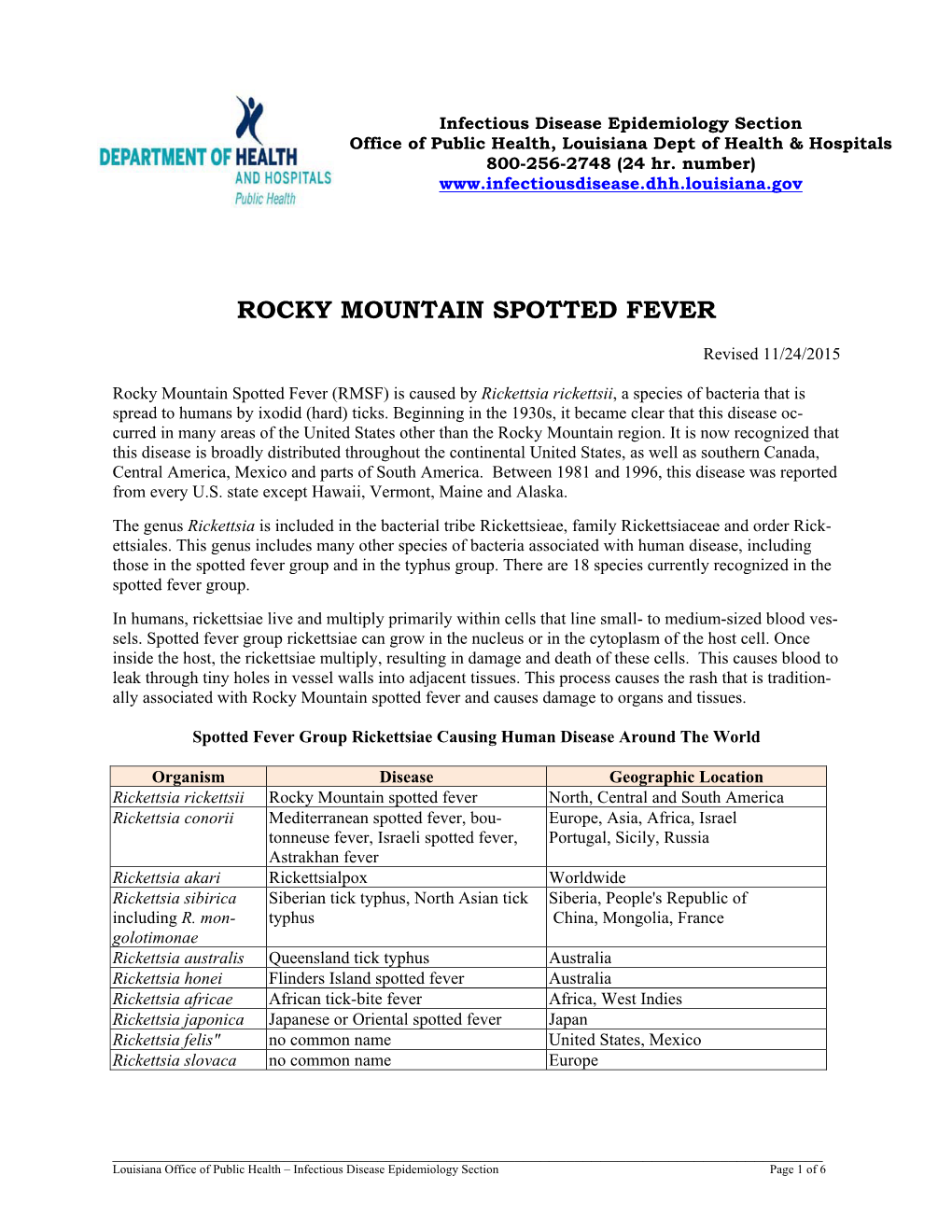 Rocky Mountain Spotted Fever