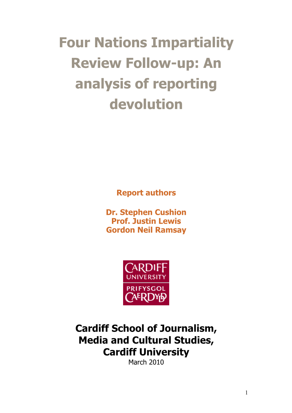 Four Nations Impartiality Review Follow-Up: an Analysis of Reporting Devolution