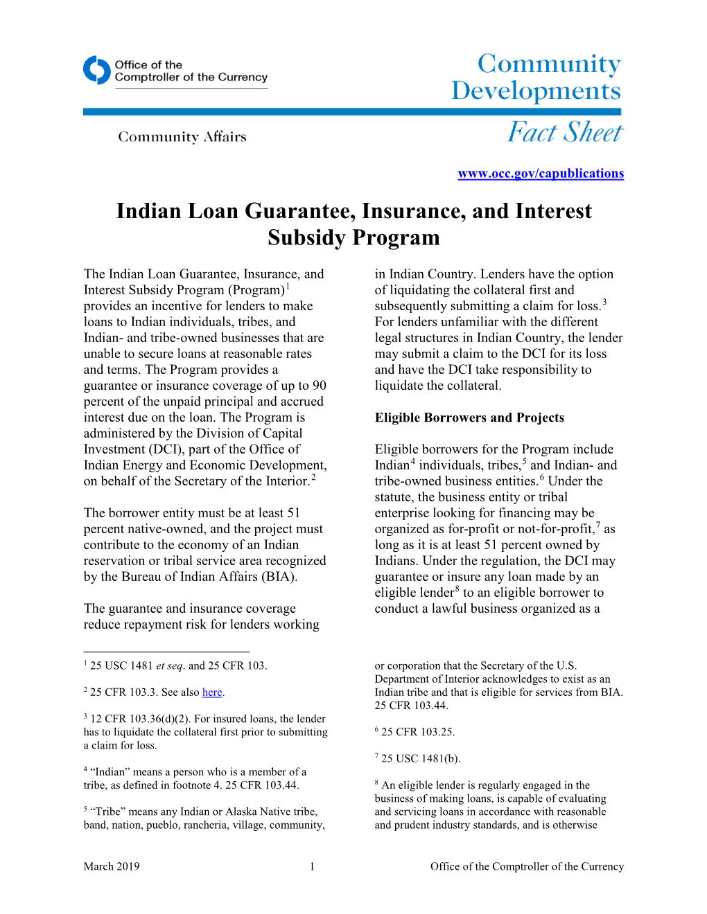 Indian Loan Guarantee, Insurance, and Interest Subsidy Program