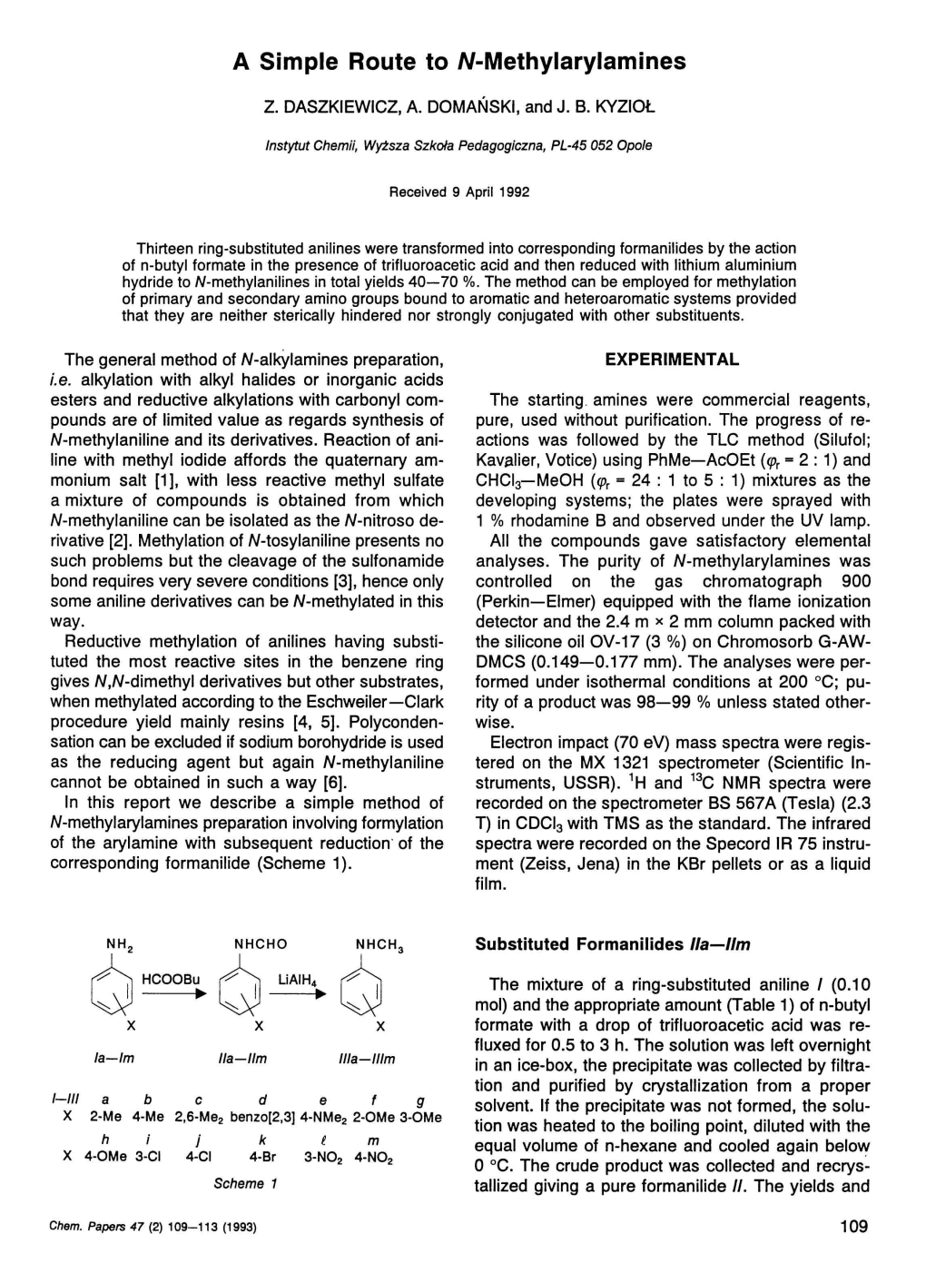 —*W^U Formate with a Drop of Trifluoroacetic Acid Was Re- XXX Fluxed for 0.5 to 3 H