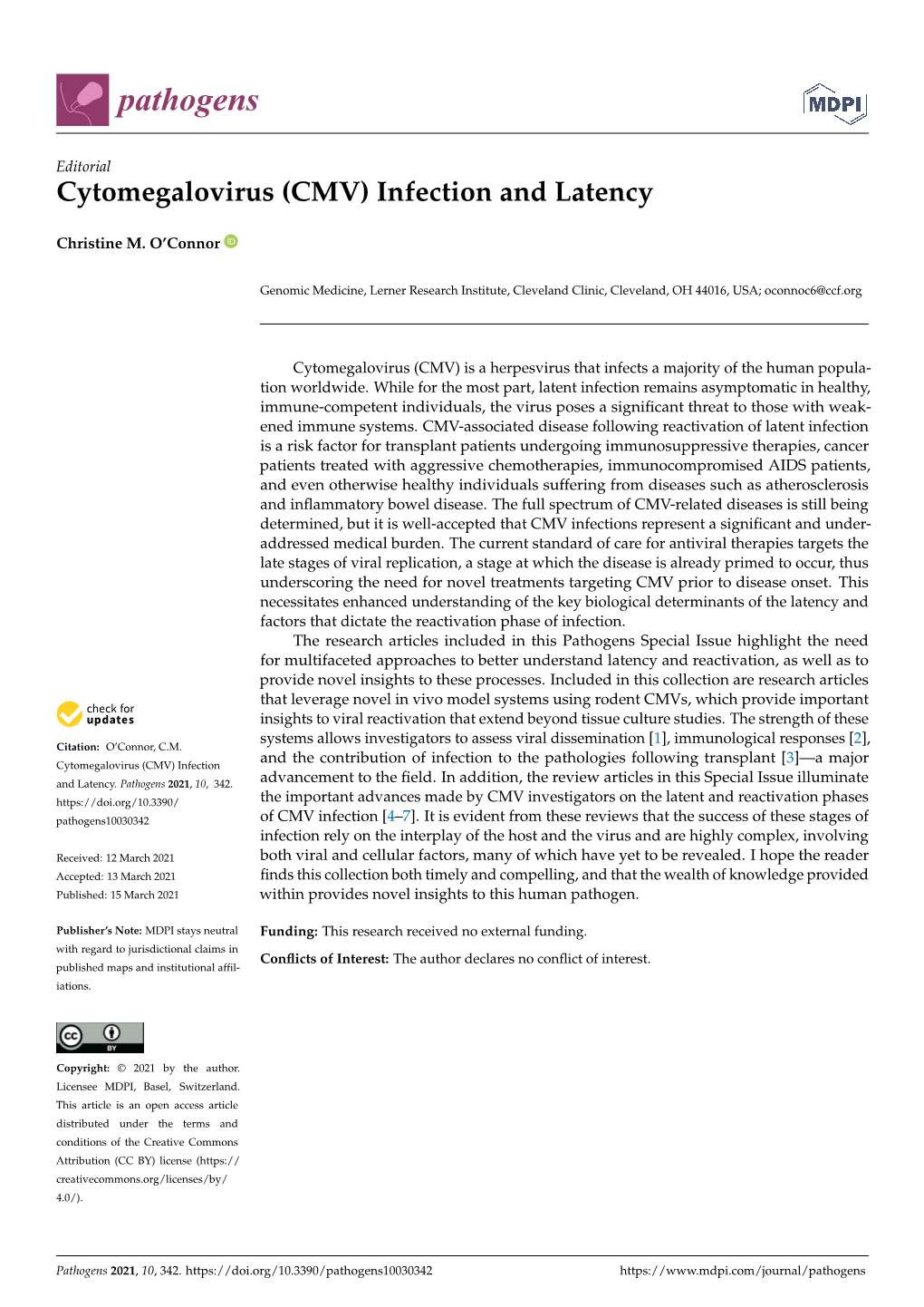 Cytomegalovirus (CMV) Infection and Latency