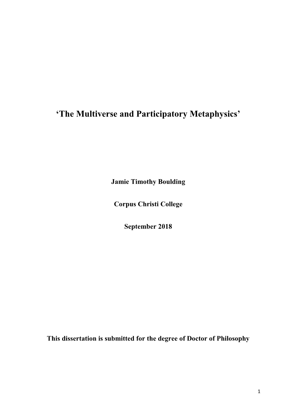 'The Multiverse and Participatory Metaphysics'