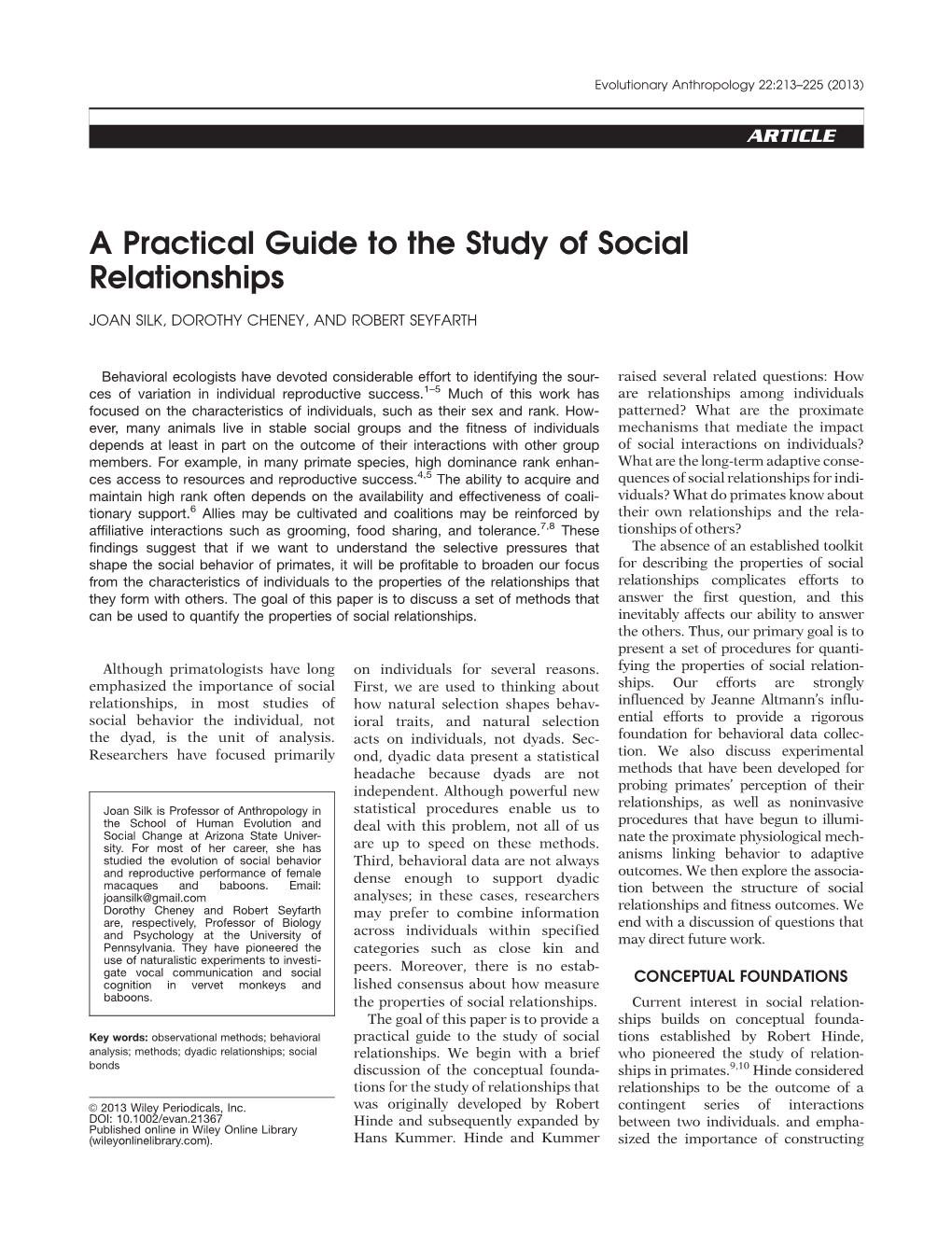 A Practical Guide to the Study of Social Relationships