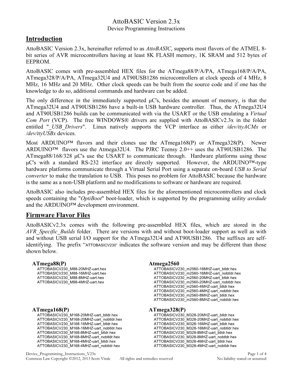 Attobasic Version 2.3X Introduction Firmware Flavor Files