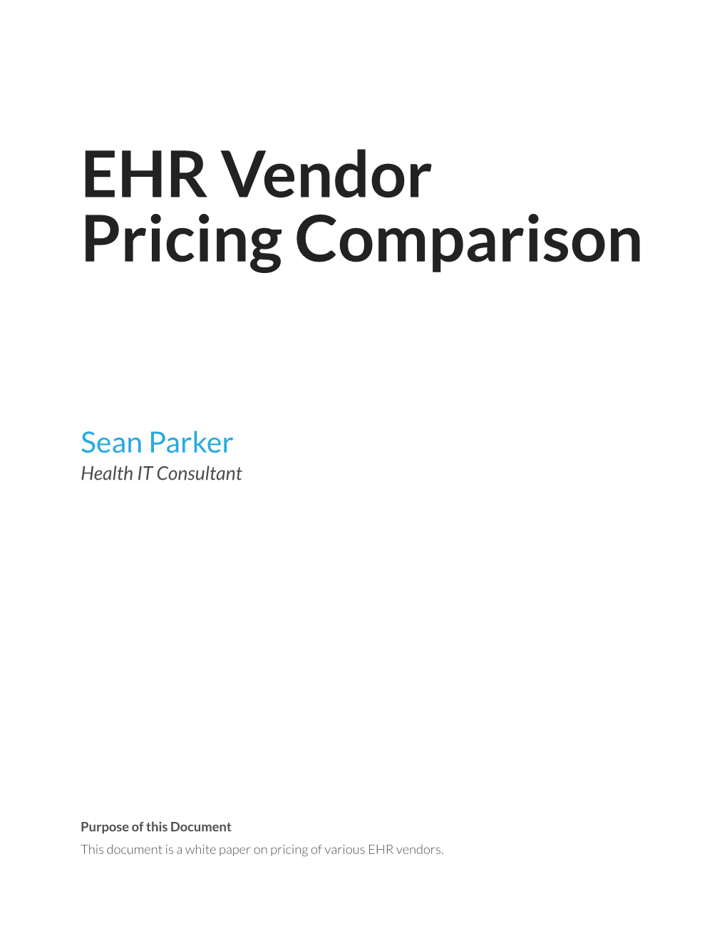 EHR Vendor Pricing Comparison SM
