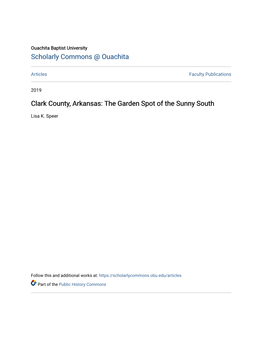 Clark County, Arkansas: the Garden Spot of the Sunny South