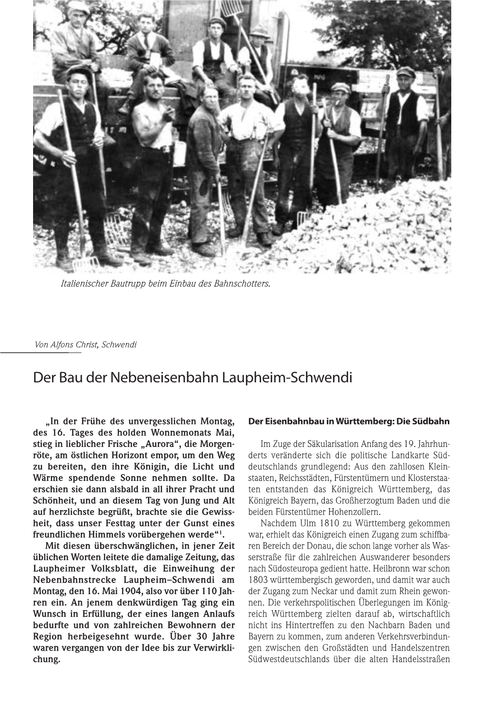 Der Bau Der Nebeneisenbahn Laupheim-Schwendi