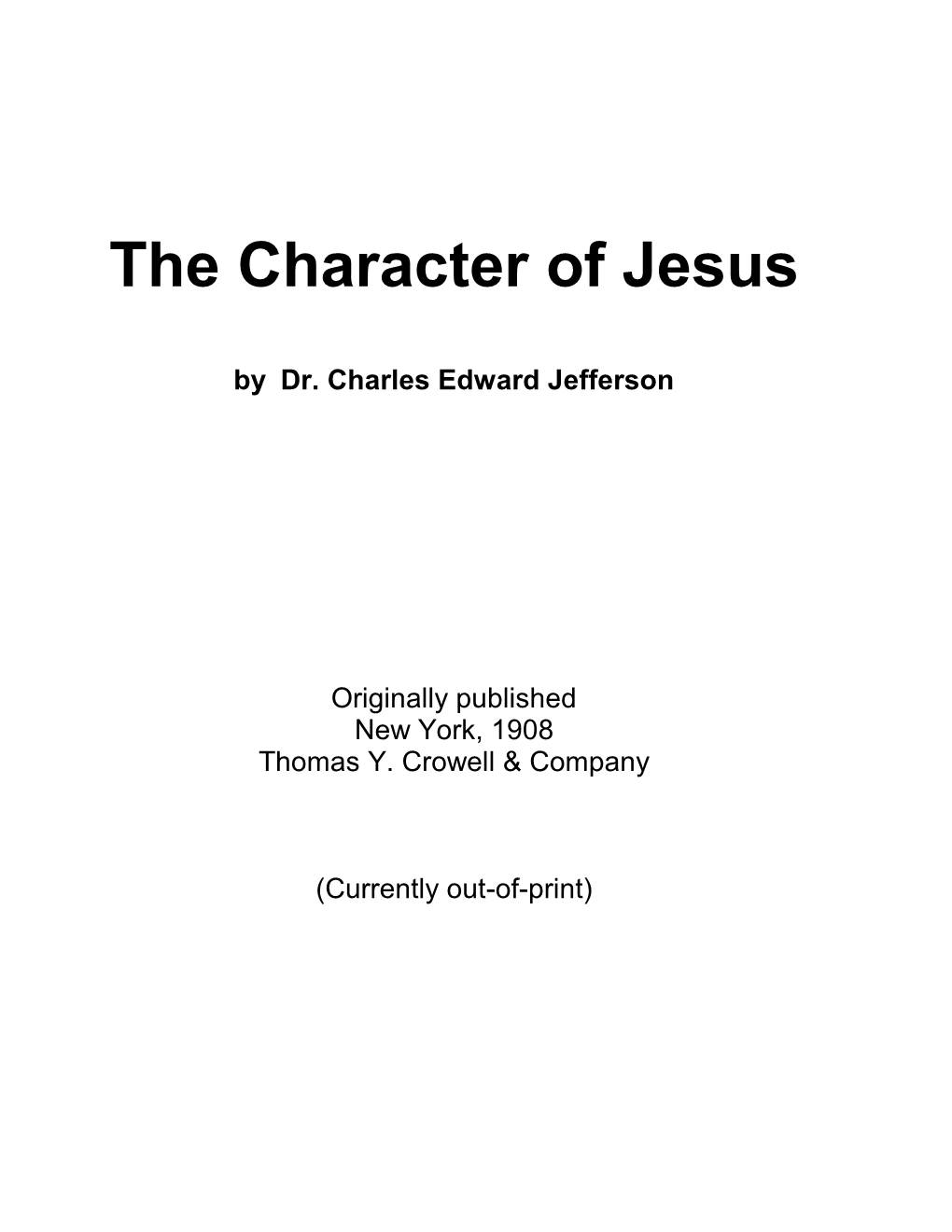 The Character of Jesus