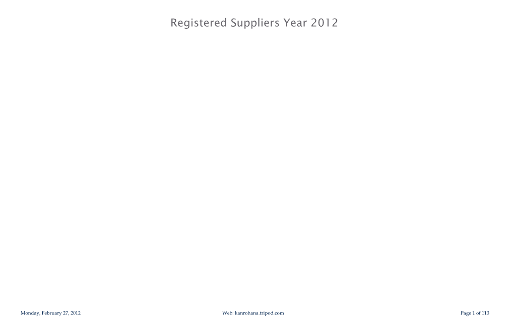 Registered Suppliers Year 2012