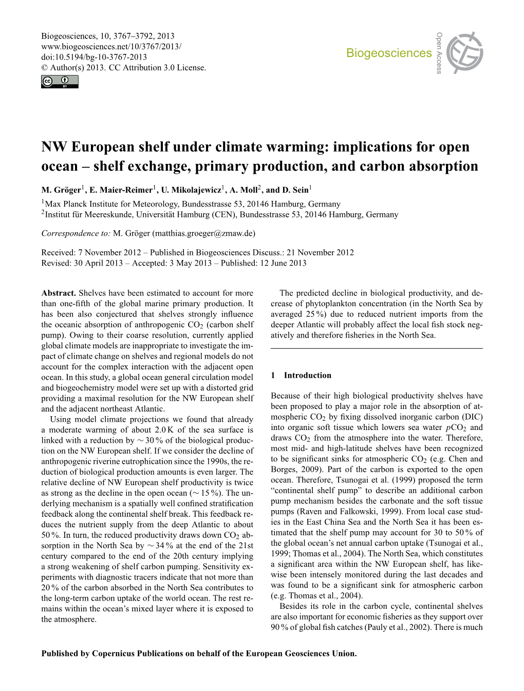 NW European Shelf Under Climate Warming