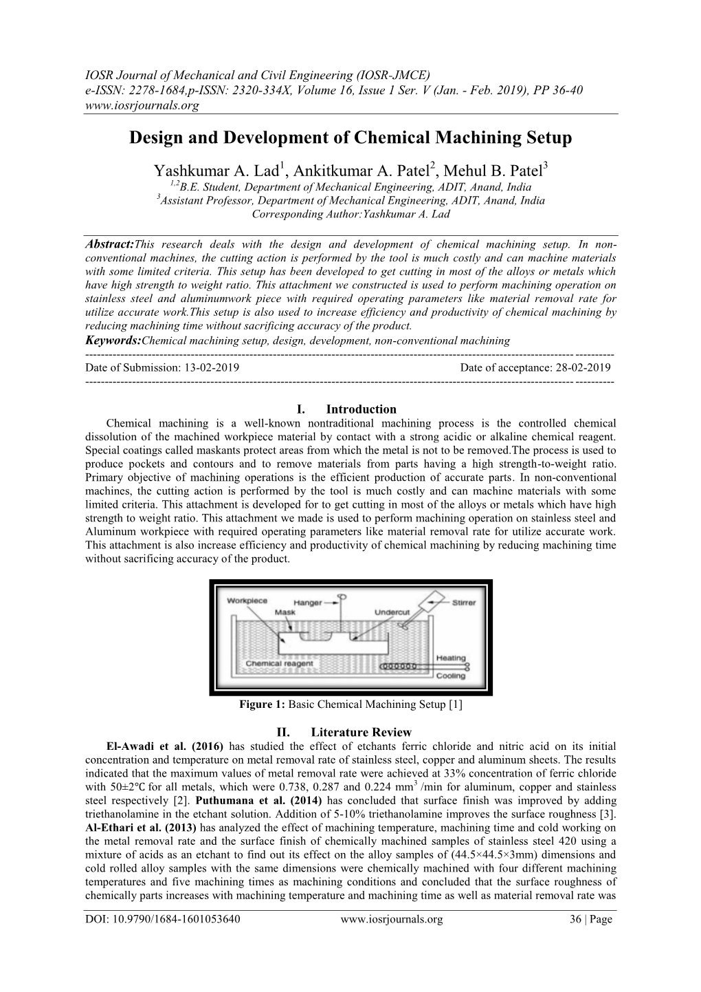 Design and Development of Chemical Machining Setup