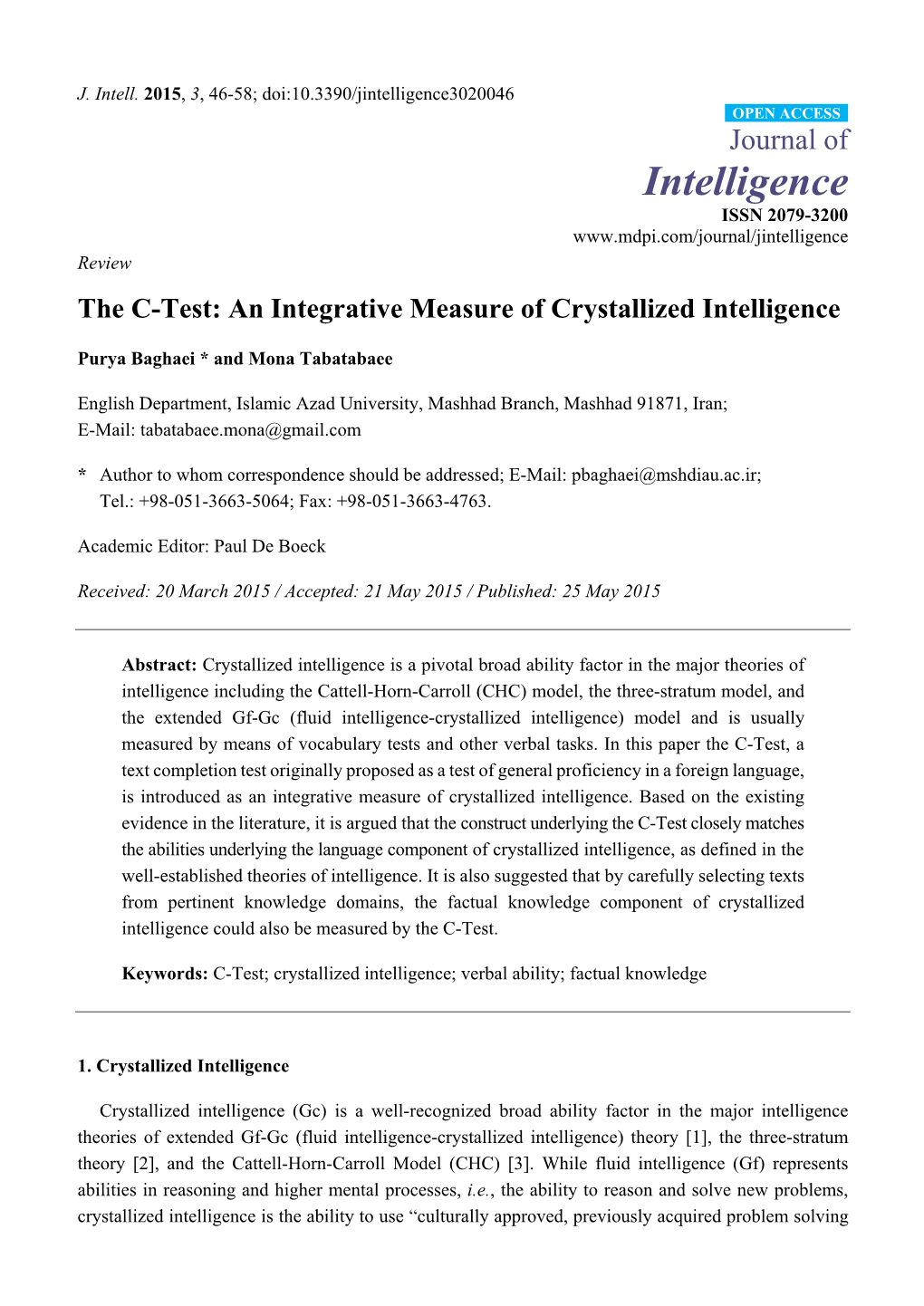 An Integrative Measure of Crystallized Intelligence