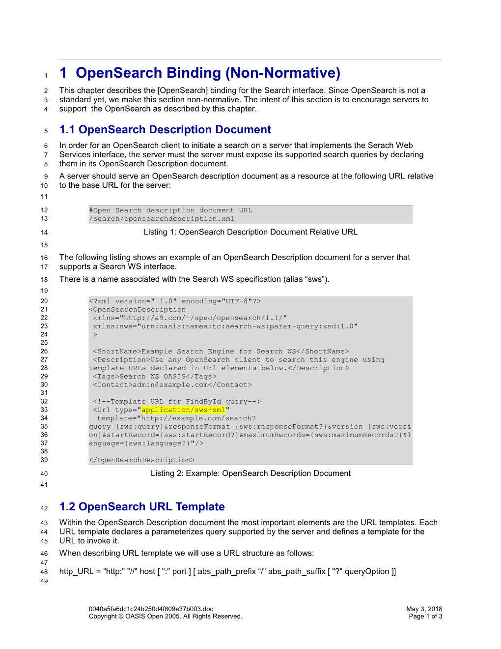 1 Opensearch Binding (Non-Normative)