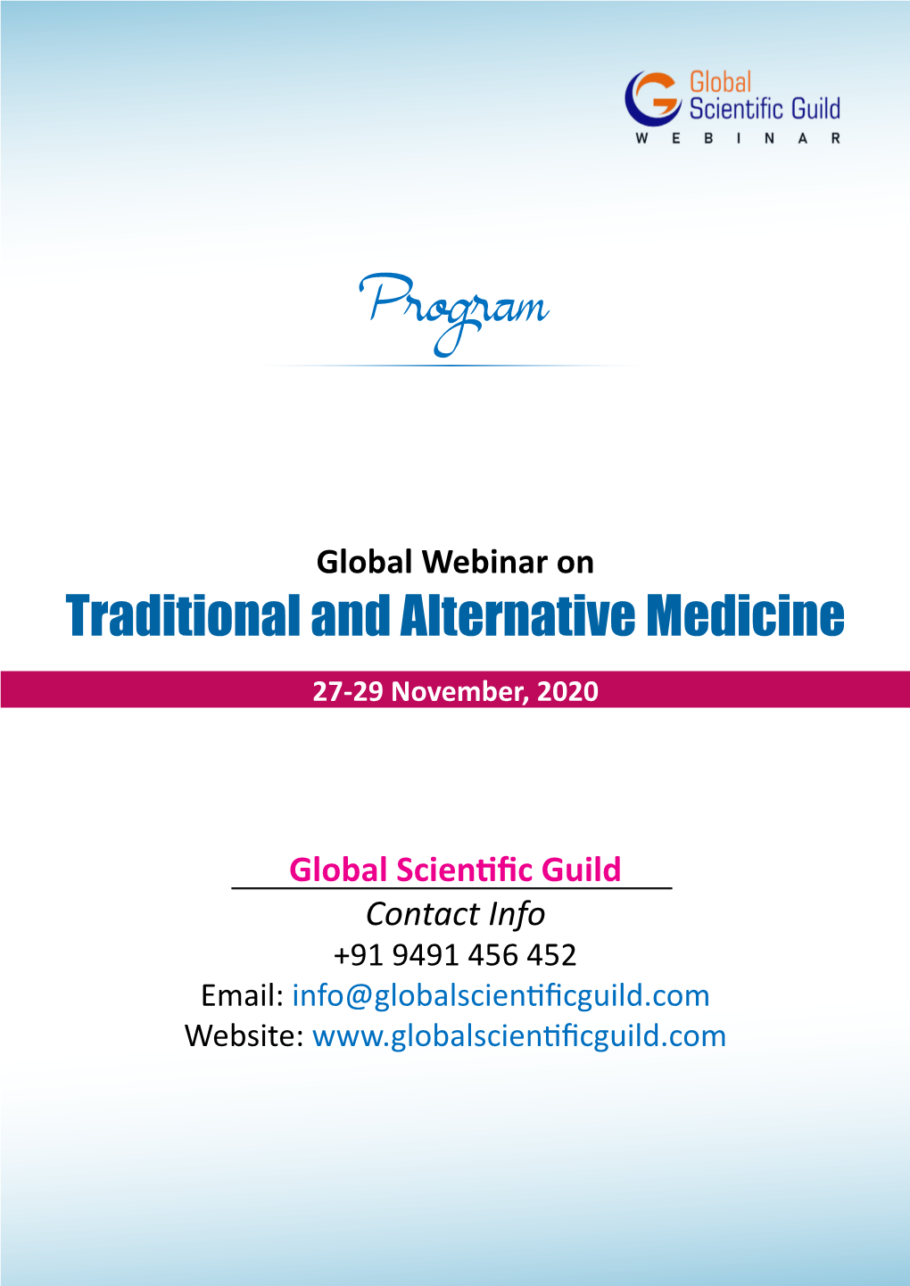Traditional and Alternative Medicine 27-29 November, 2020