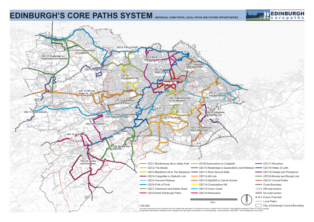 Map of Edinburgh's Core Paths