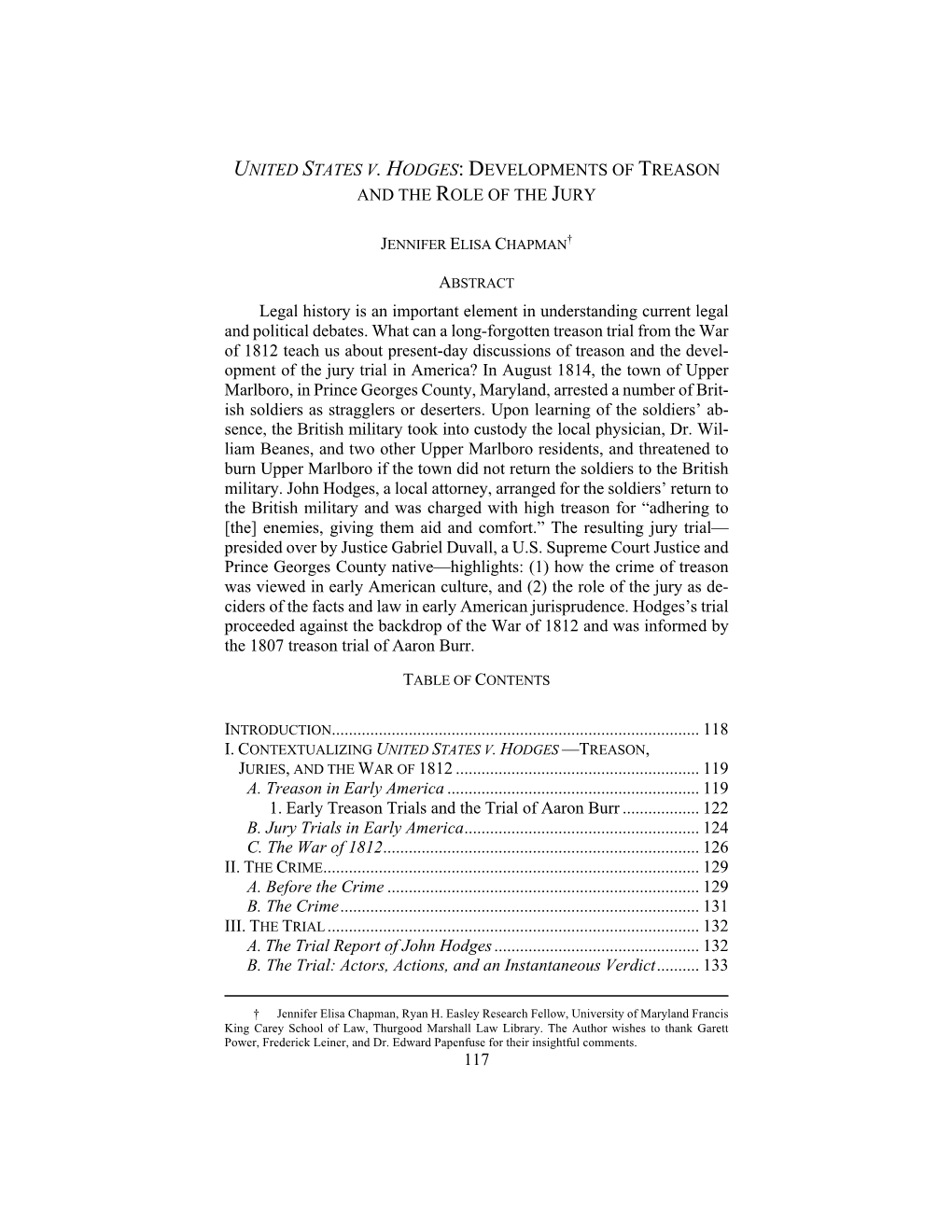 DEVELOPMENTS of TREASON and the ROLE of the JURY Legal