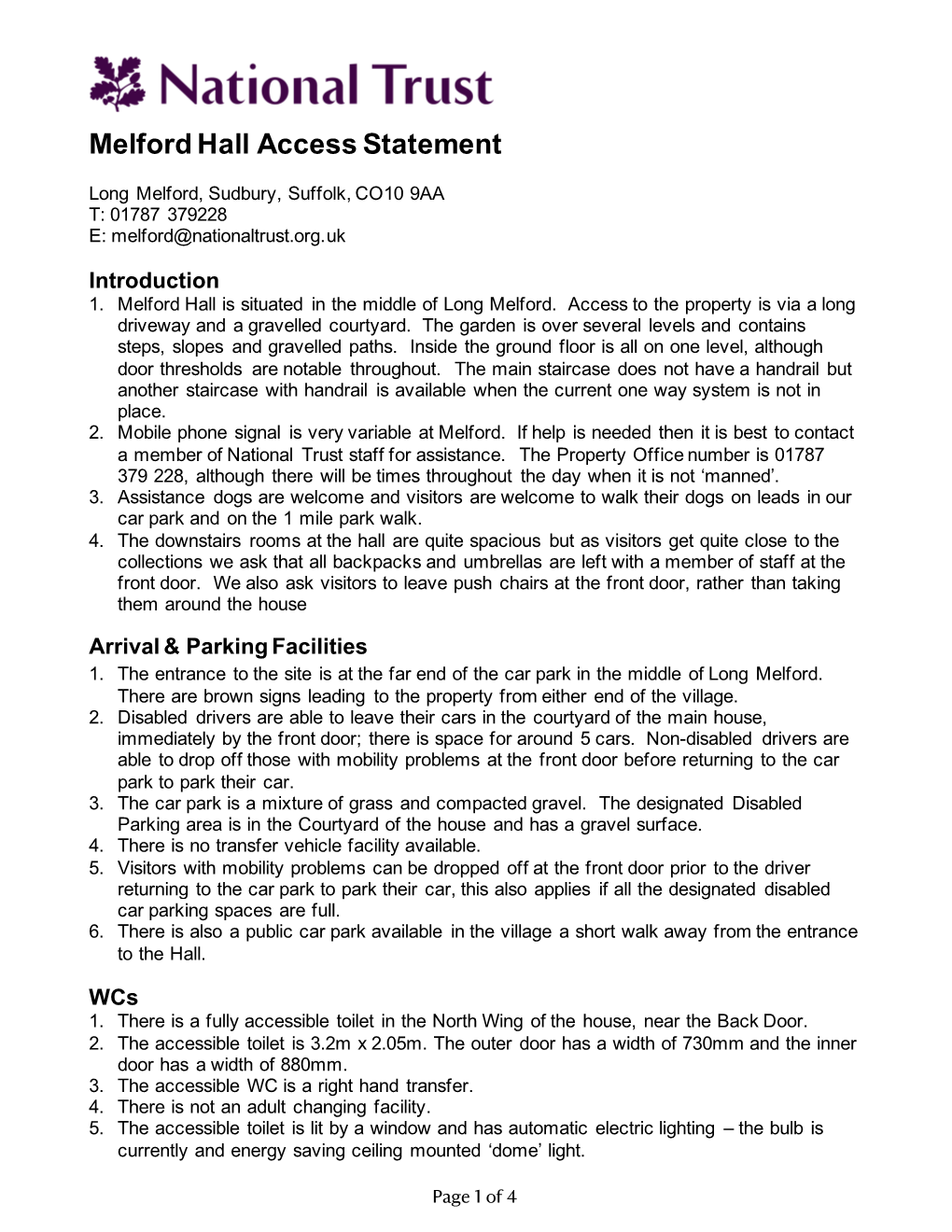 Melford Hall Access Statement