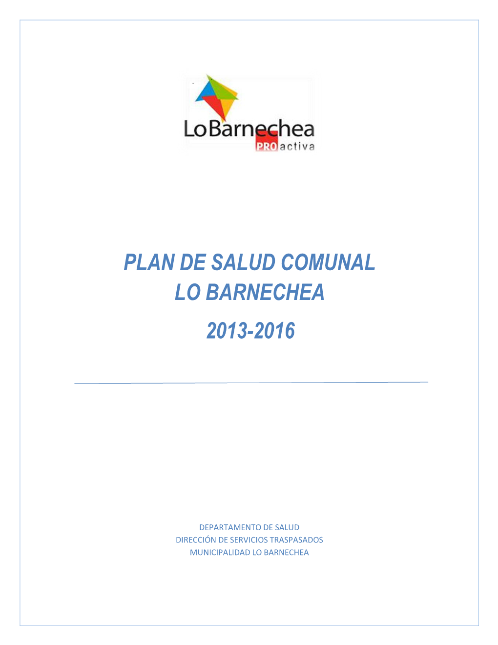 Plan De Salud Comunal Lo Barnechea 2013-2016