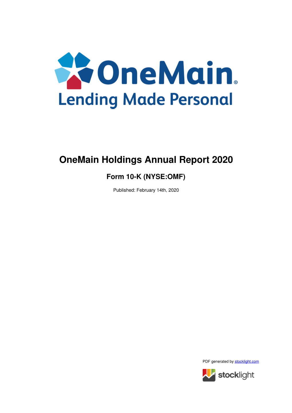 Onemain Holdings Annual Report 2020