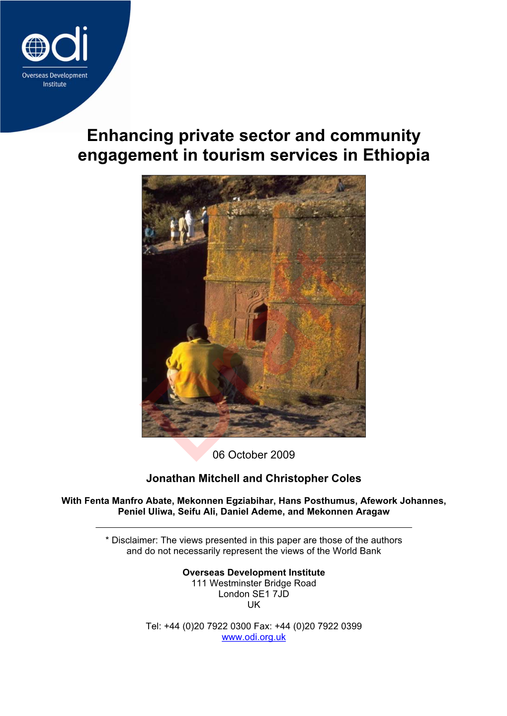 Enhancing Private Sector and Community Engagement in Tourism Services in Ethiopia